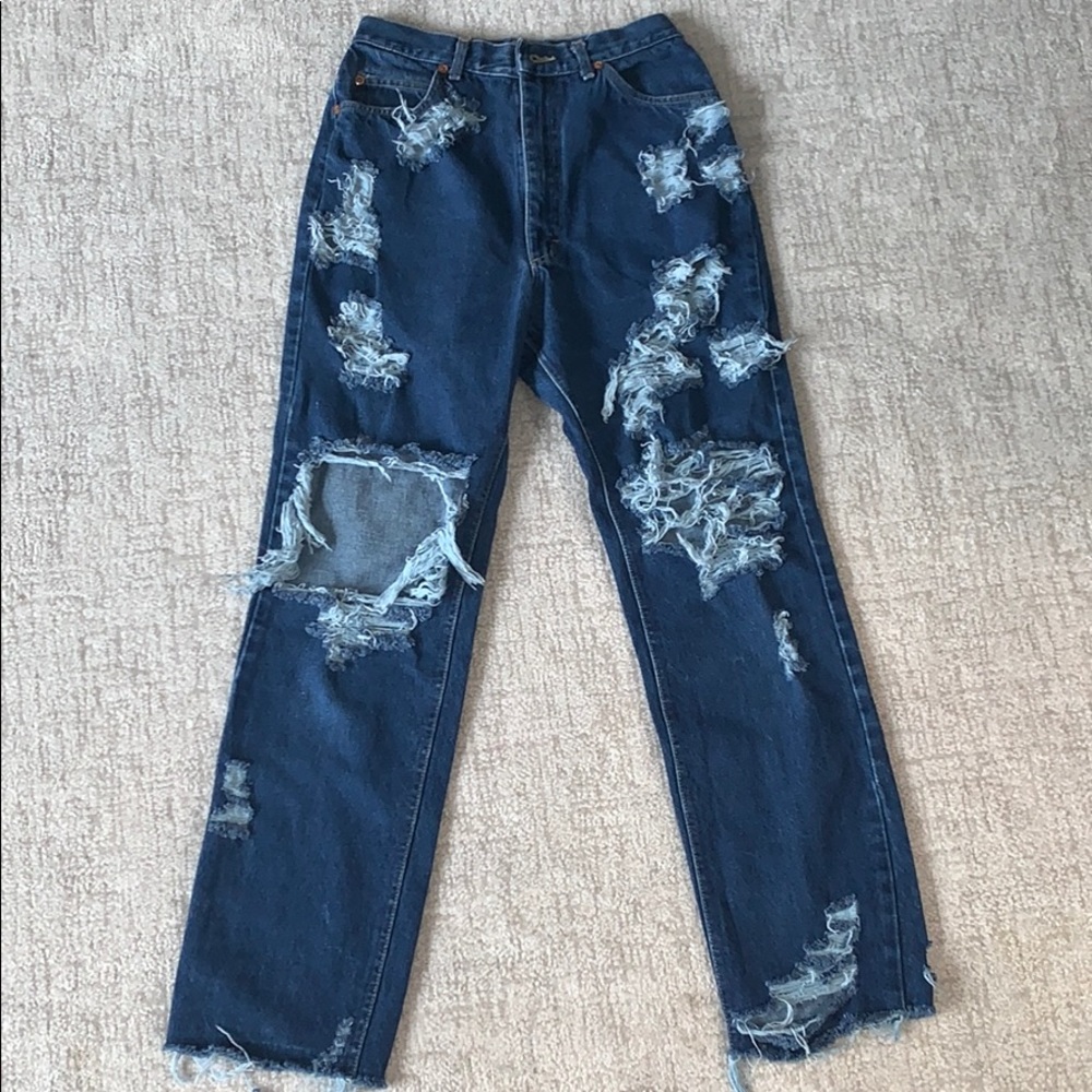 Distressed Lee High-wasted Dark wash Jeans
